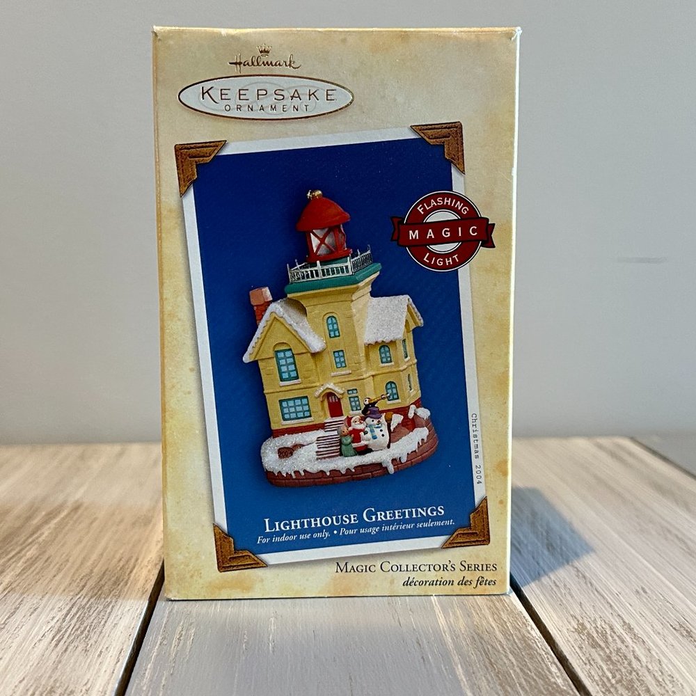 Hallmark Christmas Ornament Magic Series Lighthouse Greetings 2004 #8 8